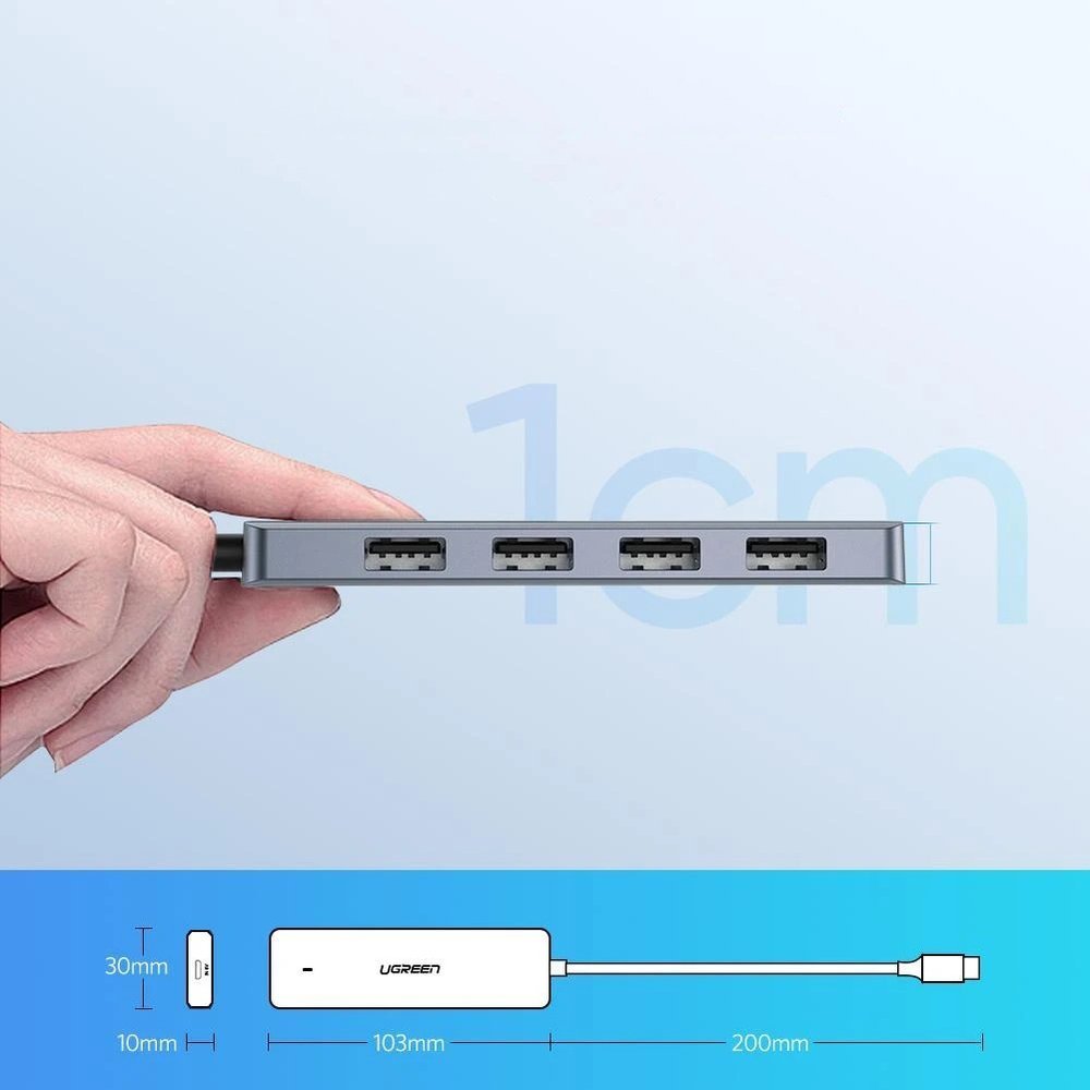 UGREEN CM219 Type C 4-Port USB3.0 Hub with Micro USB Power Supply