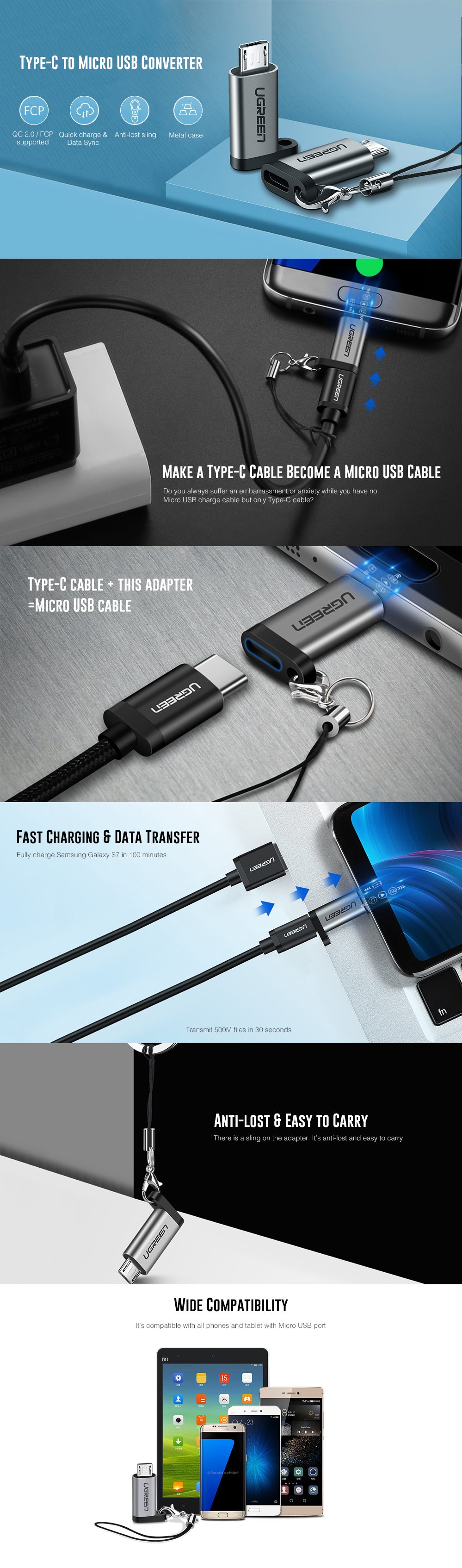 UGREEN US282 Micro USB to Type-C Adapter
