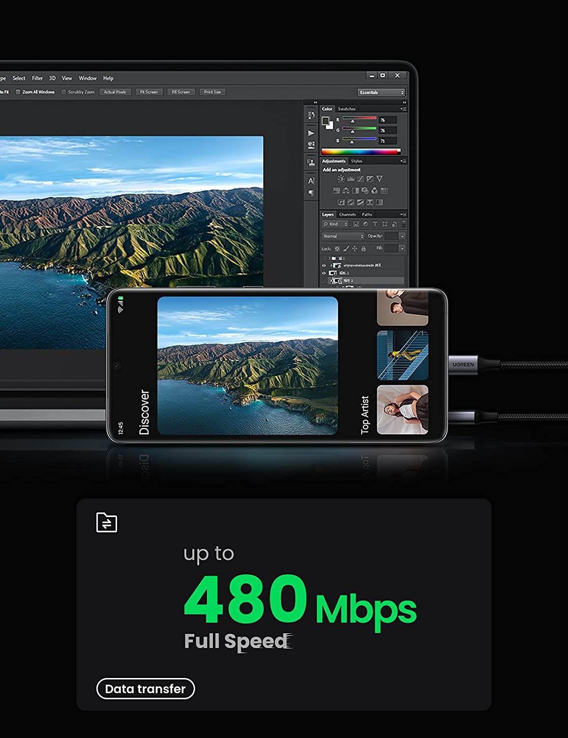 UGREEN US288 USB 2.0 A to USB-C Cable- 2M
