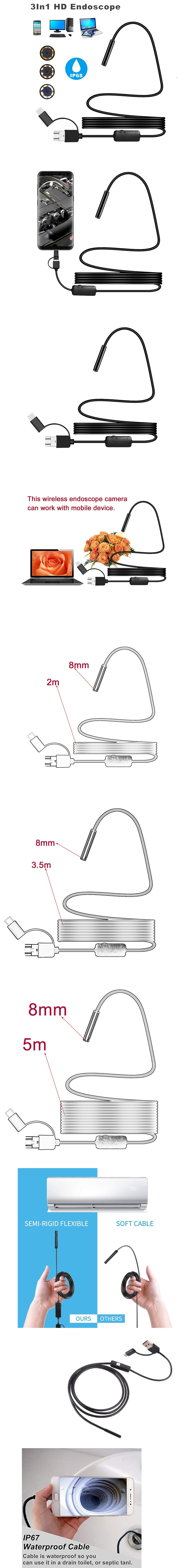 Waterproof PC Endoscope Camera-USB Type C/3.5M