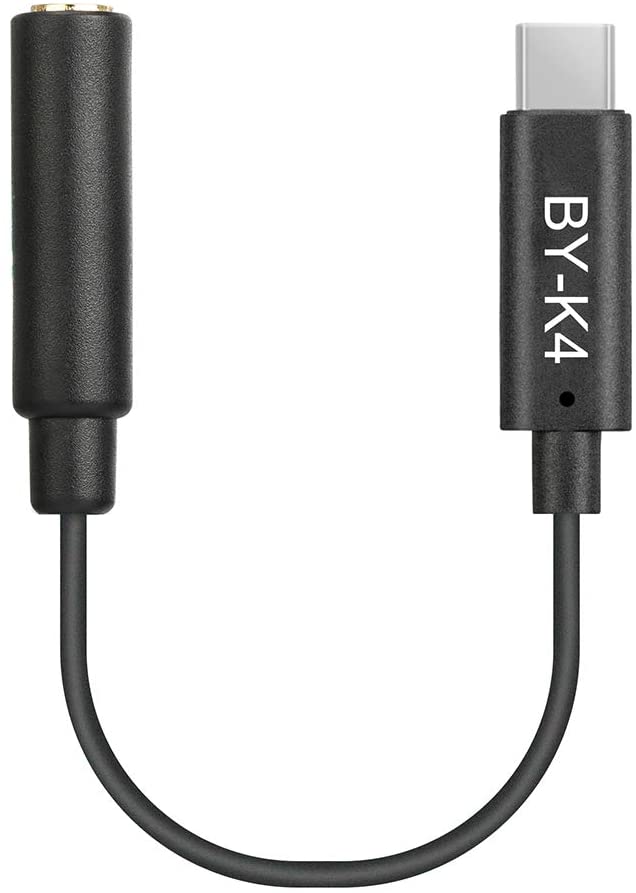 BOYA BY-K4 3.5mm Female TRS to Male USB Type-C Adapter Cable Connector Dongle