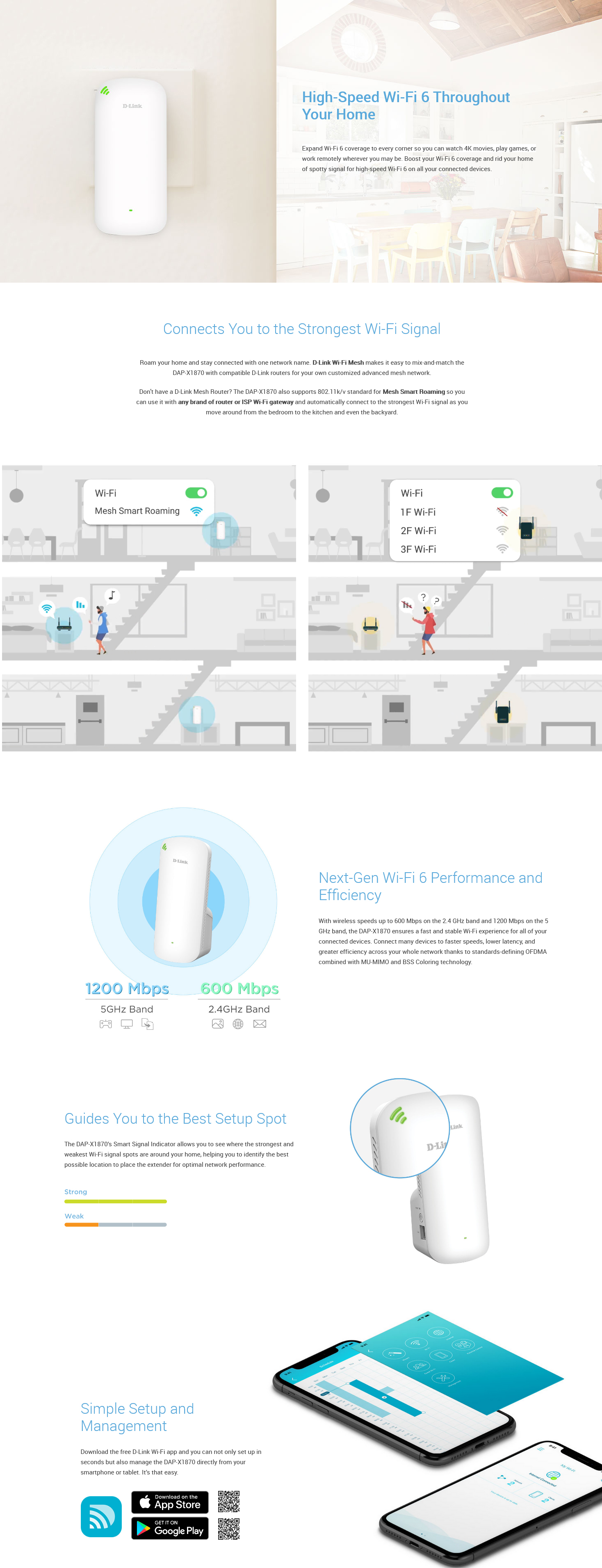 D-Link DAP-X1870 Exo AX | D-Link AX1800 Mesh Wi-Fi 6 Range Extender