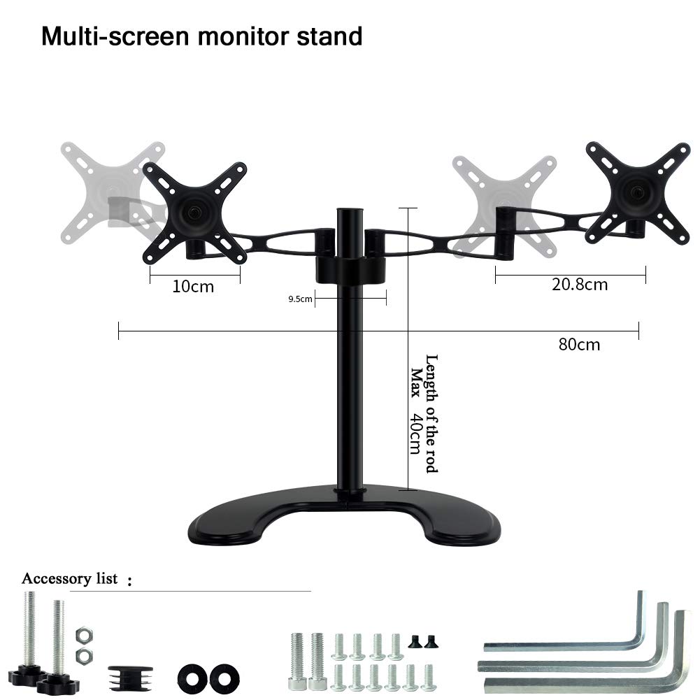 Desk Dual Screen Mount Stand Extendable Arm Monitor