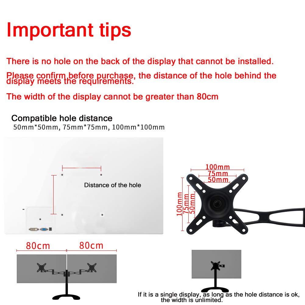 Desk Dual Screen Mount Stand Extendable Arm Monitor