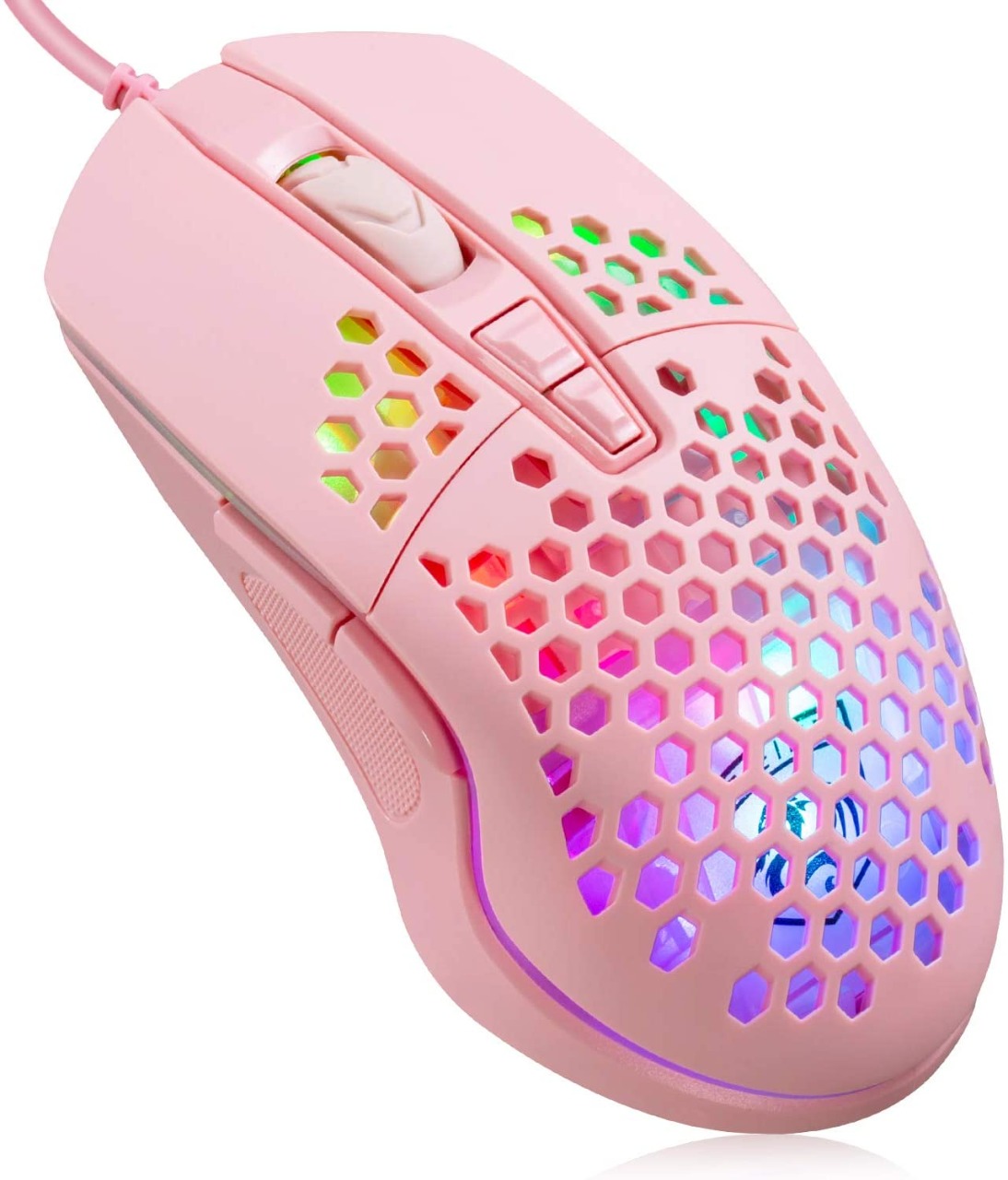 Haing Lightweight Gaming USB Mouse-Black & Pink