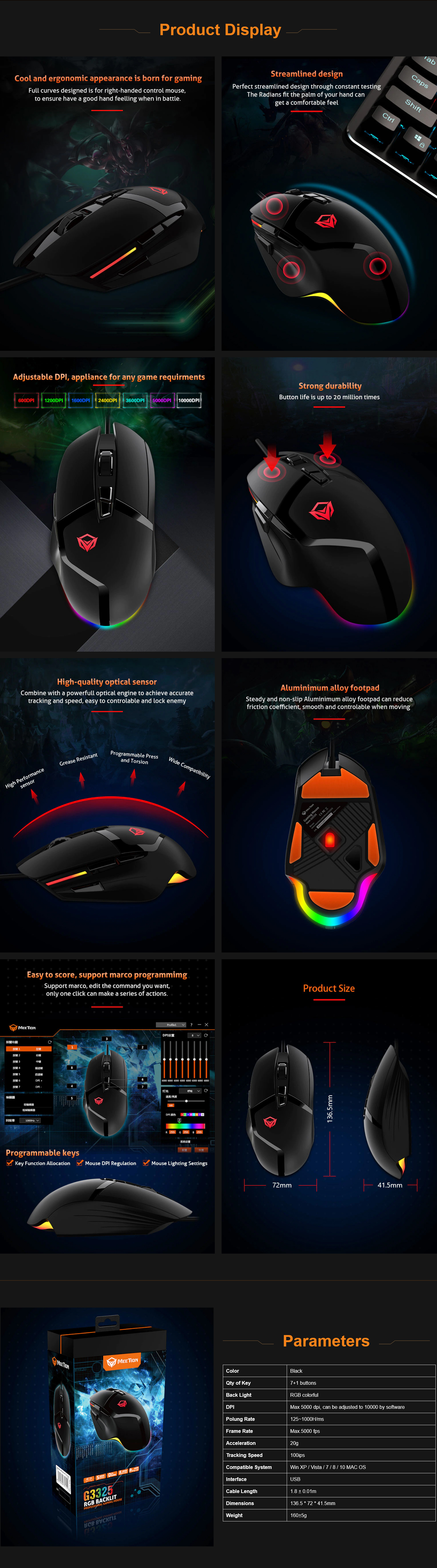 MeeTion MT-G3325 Professional Gaming Mouse Hades