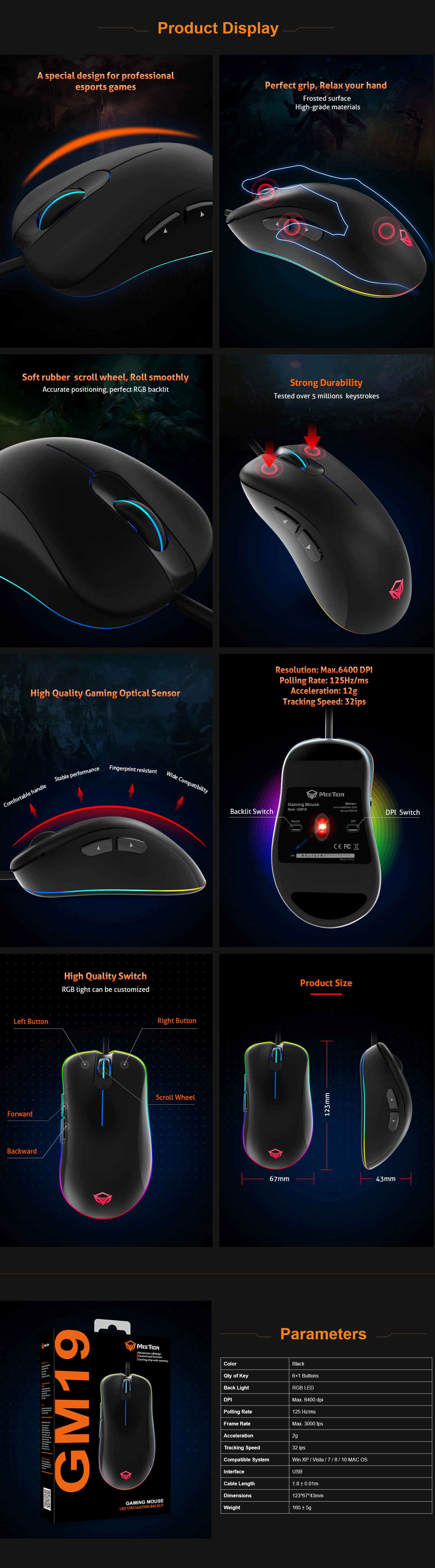 MeeTion MT-GM19 RGB Light Gaming Mouse GM19