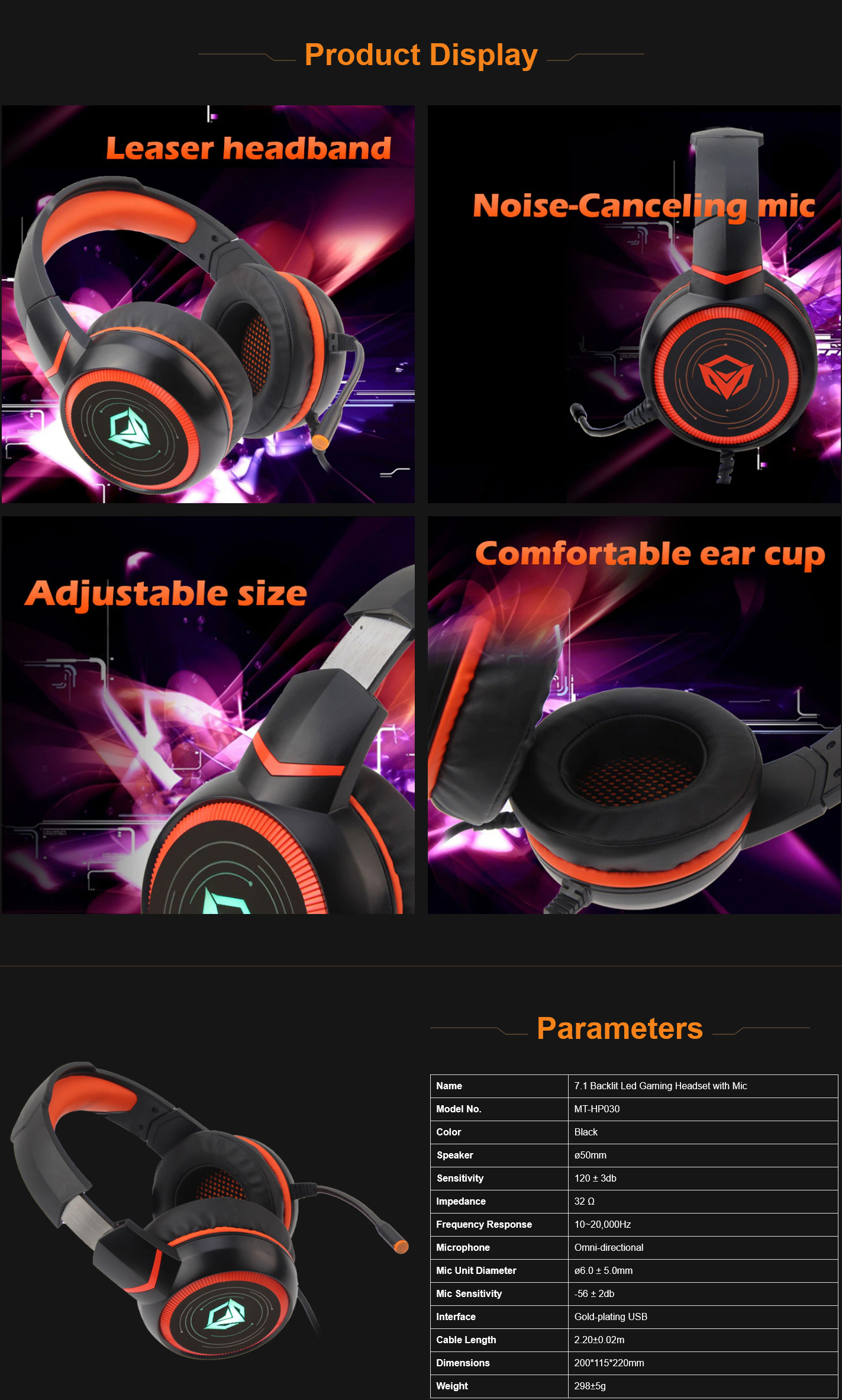 MeeTion MT-HP030 Best HIFI 7.1 Gaming Headset & Surround Sound Headphone LED Backlit with Mic