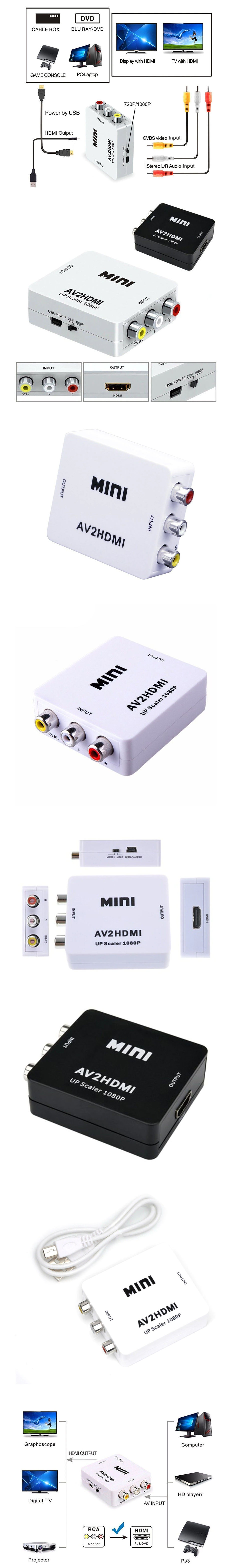 Mini Size 1080p AVHDMI2 AV to HDMI Converter