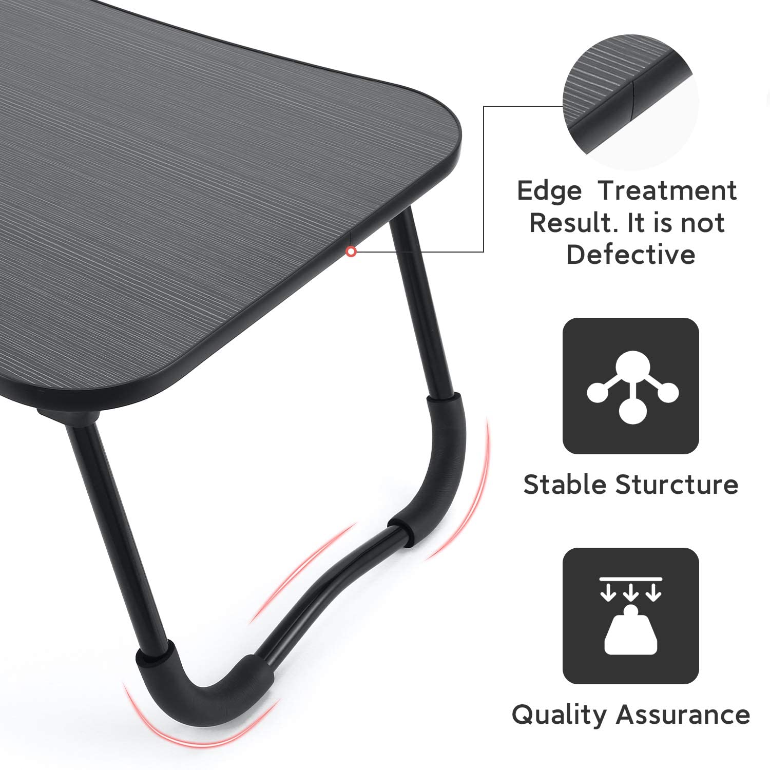NNEWVANTE Laptop Desk ZS28 Bed Table Tray with iPad Slots (Black , Pink)