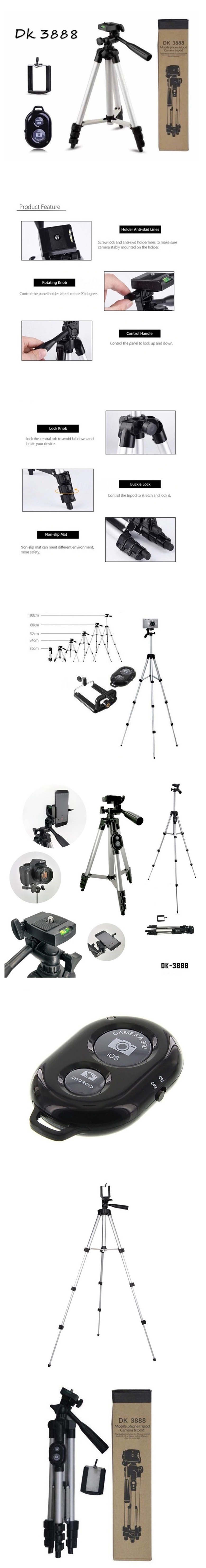 Portable Bluetooth DK-3888 Remote Control Camera Selfie Tripod