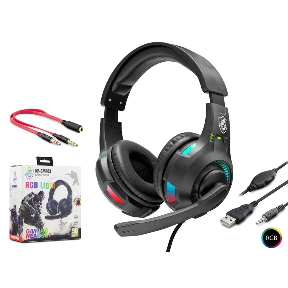Pro Streaming Gaming KR-GM403 headsets with RGB light 7.1 surround for PC Laptop Computer PS4 PS5
