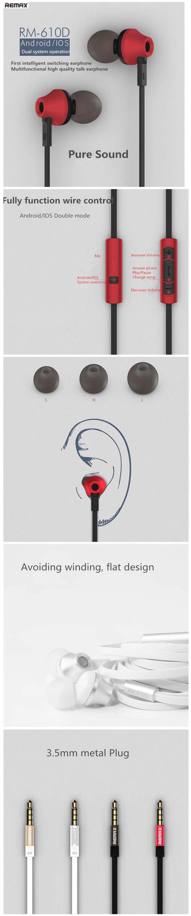 Remax RM-610D Super Bass In-Ear Earphone (120cm)
