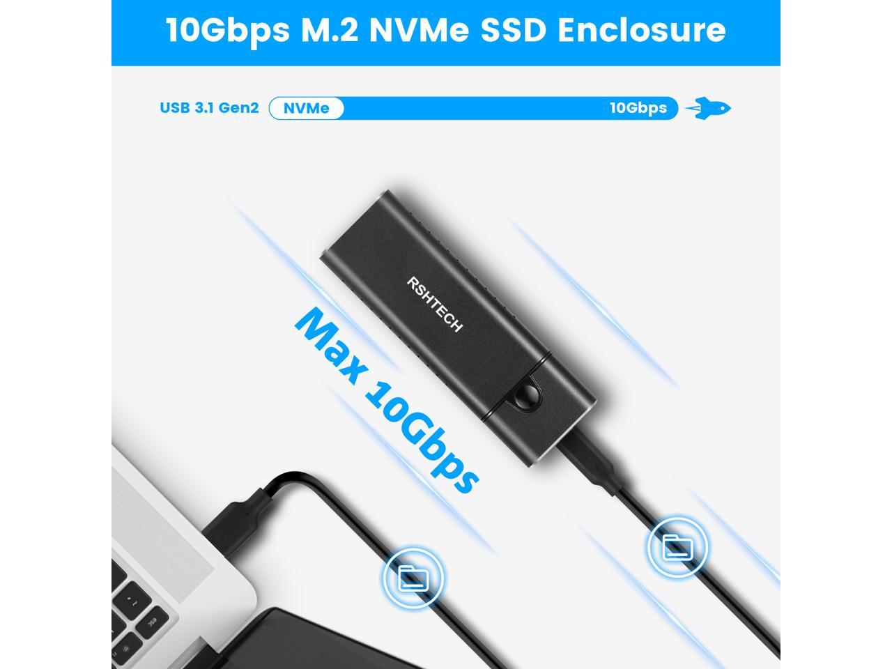 Rshtech USB 3.2 Gen 2 M.2 NVMe PCle/ SATA SSD Enclosure