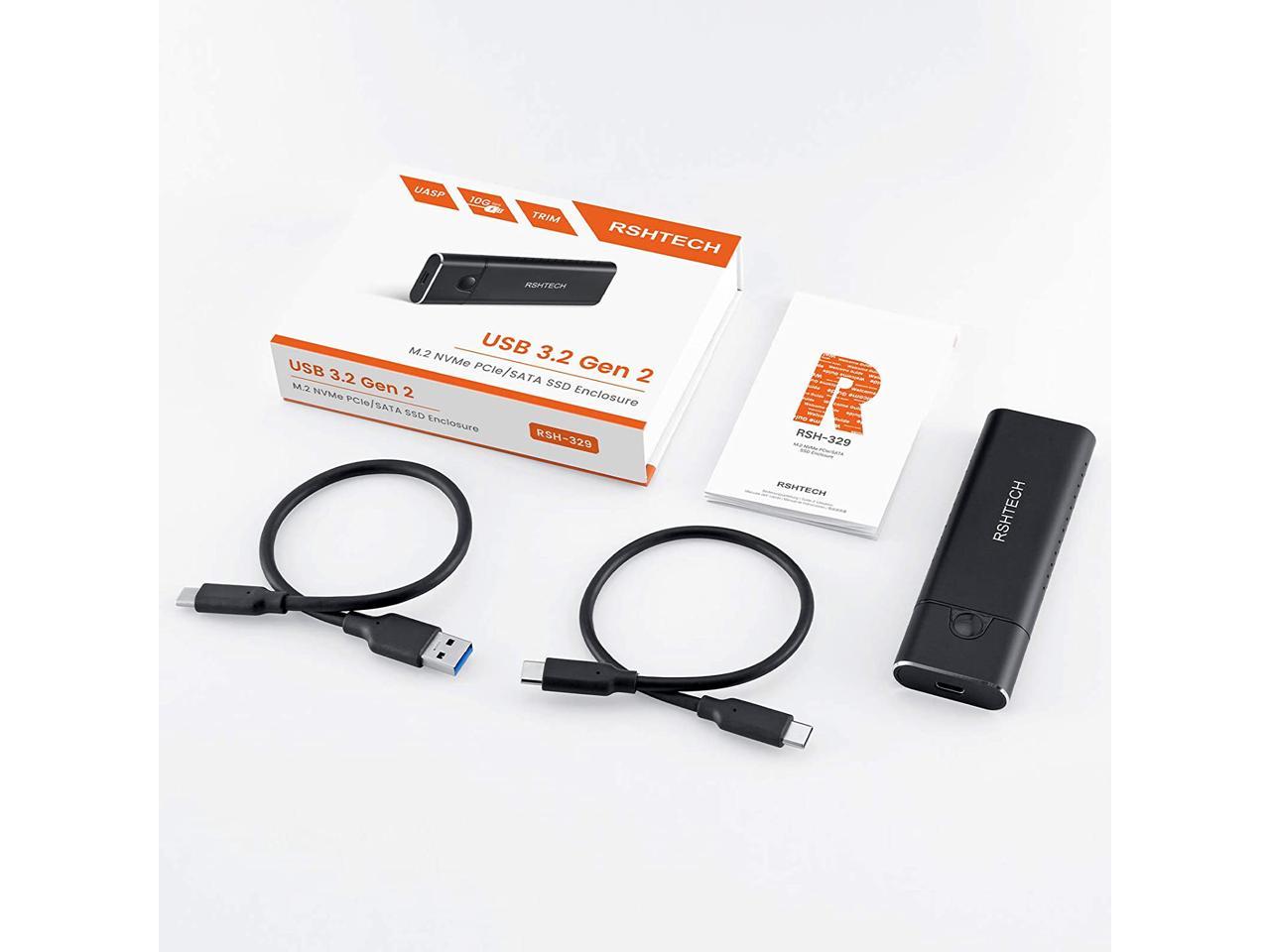 Rshtech USB 3.2 Gen 2 M.2 NVMe PCle/ SATA SSD Enclosure