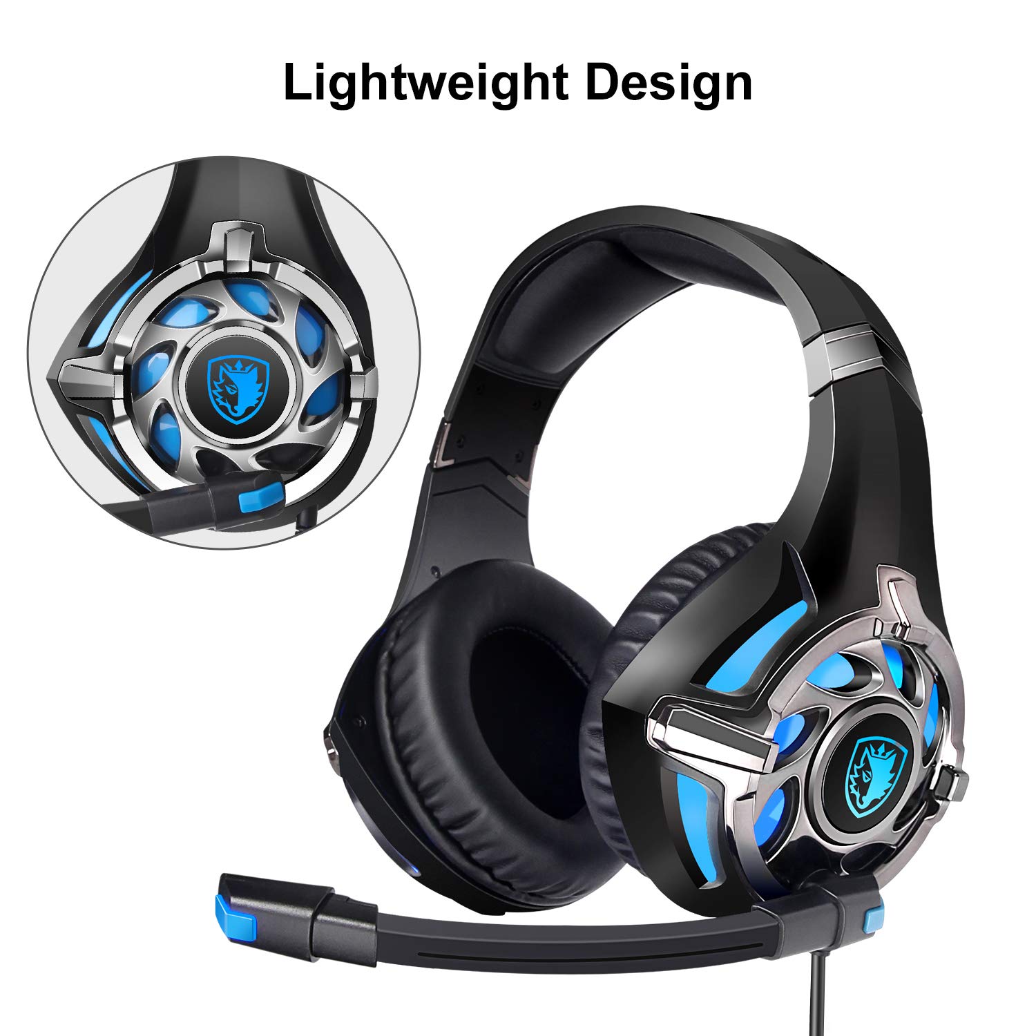 Sades SA822 Gaming Headset Over-Ear Gaming Headphone for PS4, Xbox One PC Computer Mobile Phone (Blue)