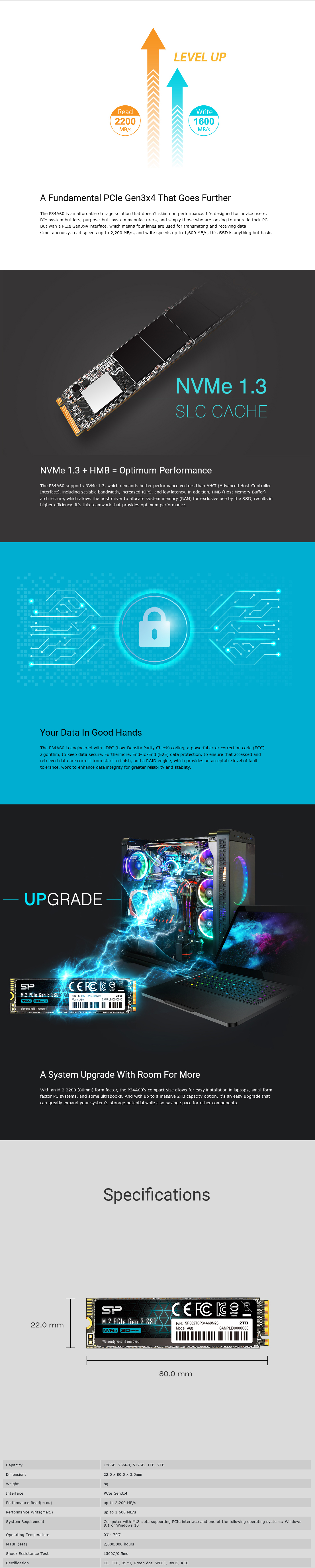 Silicon Power 2TB PCIe Gen3×4 P34A60 NVME