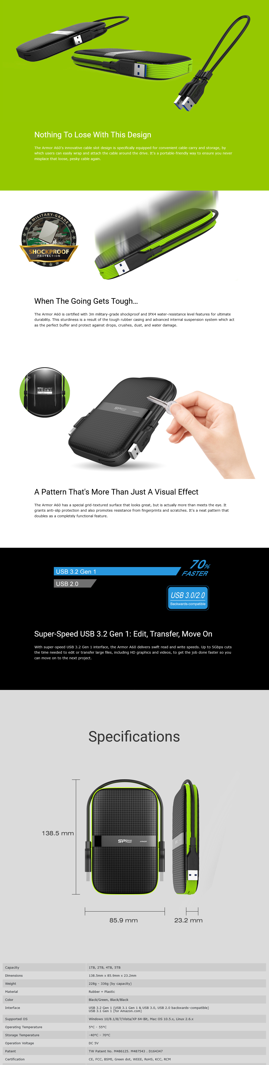 Silicon Power 4TB Armor A60 External Hard Desk