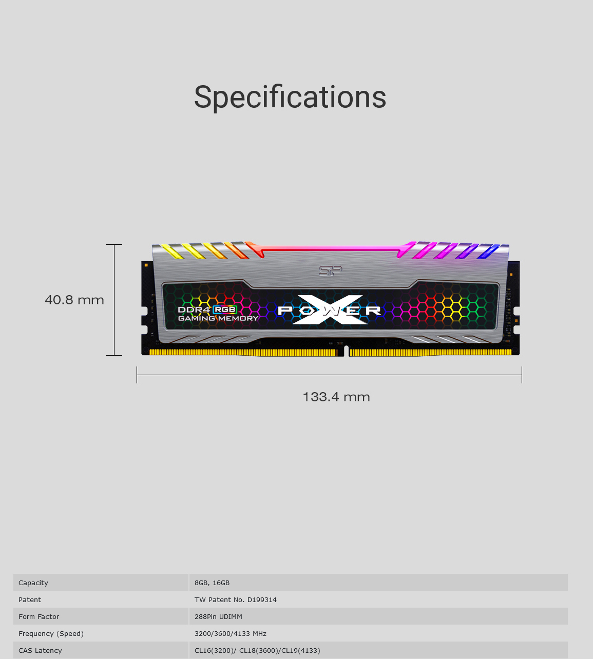Silicon Power 8GB XPOWER Turbine RGB DDR4 3200MHz Gaming UDIMM For Desktop