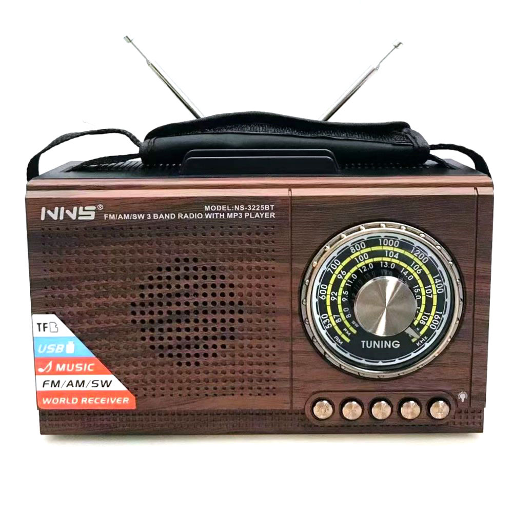 stereo NS-3225BT sound am/fm multiband radio old style wooden color radio