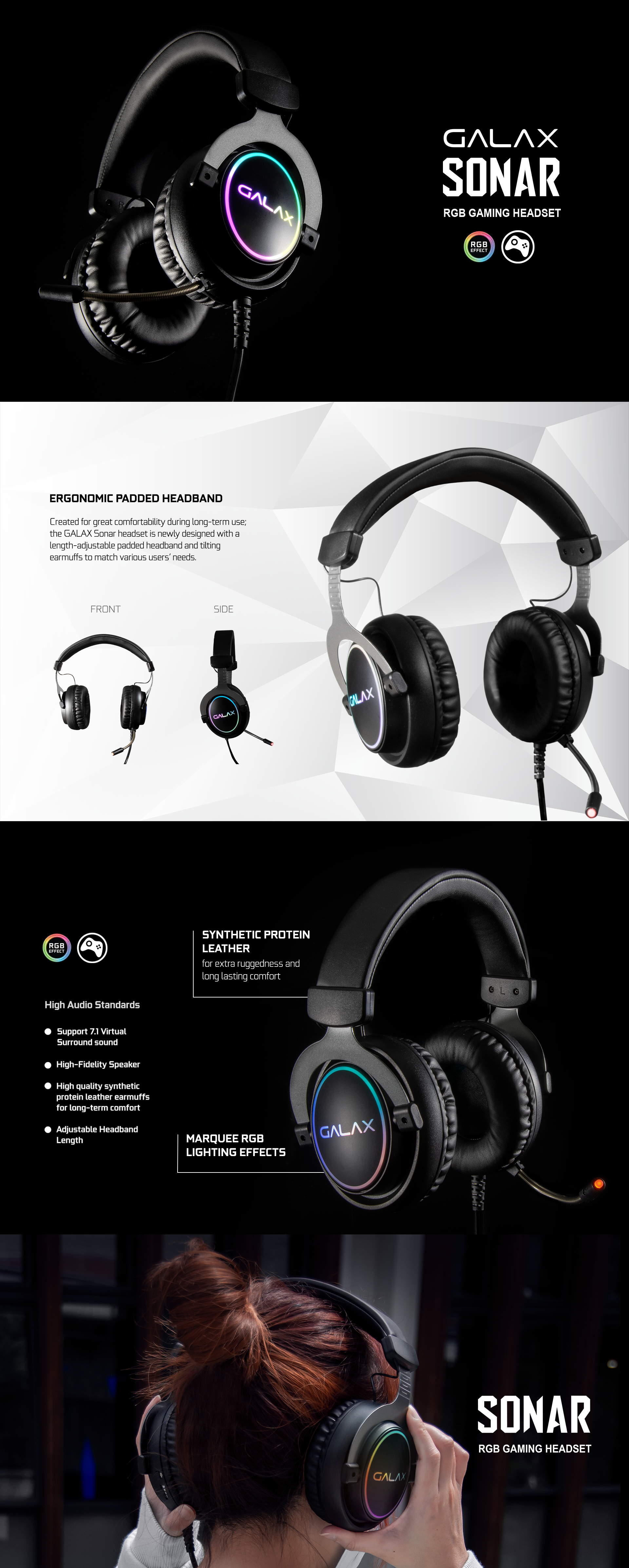 GALAX SONAR-01 USB 7.1 Channel RGB Gaming Headset