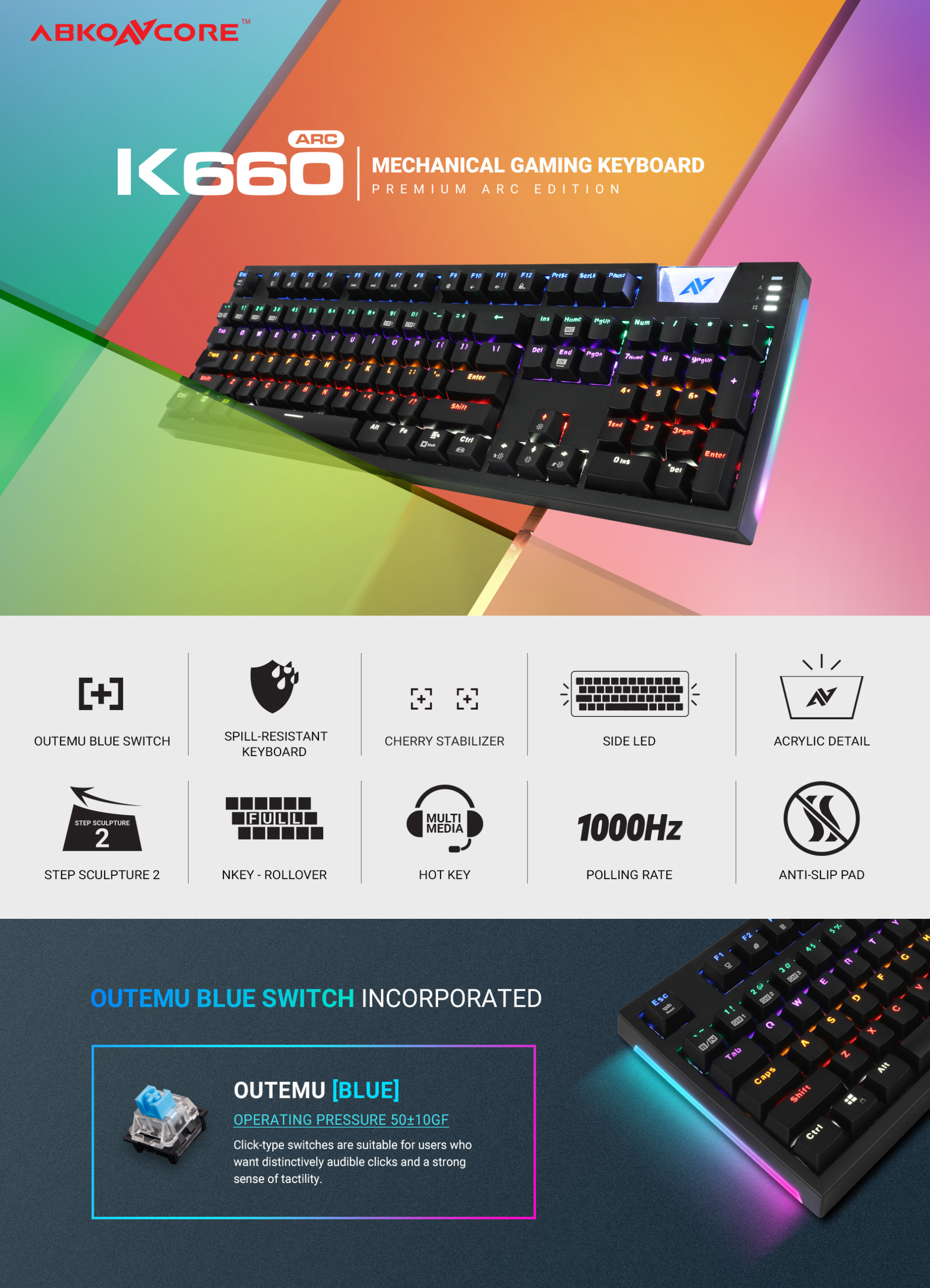 Abkoncore K660 Arc Mechanical gaming Keyboard