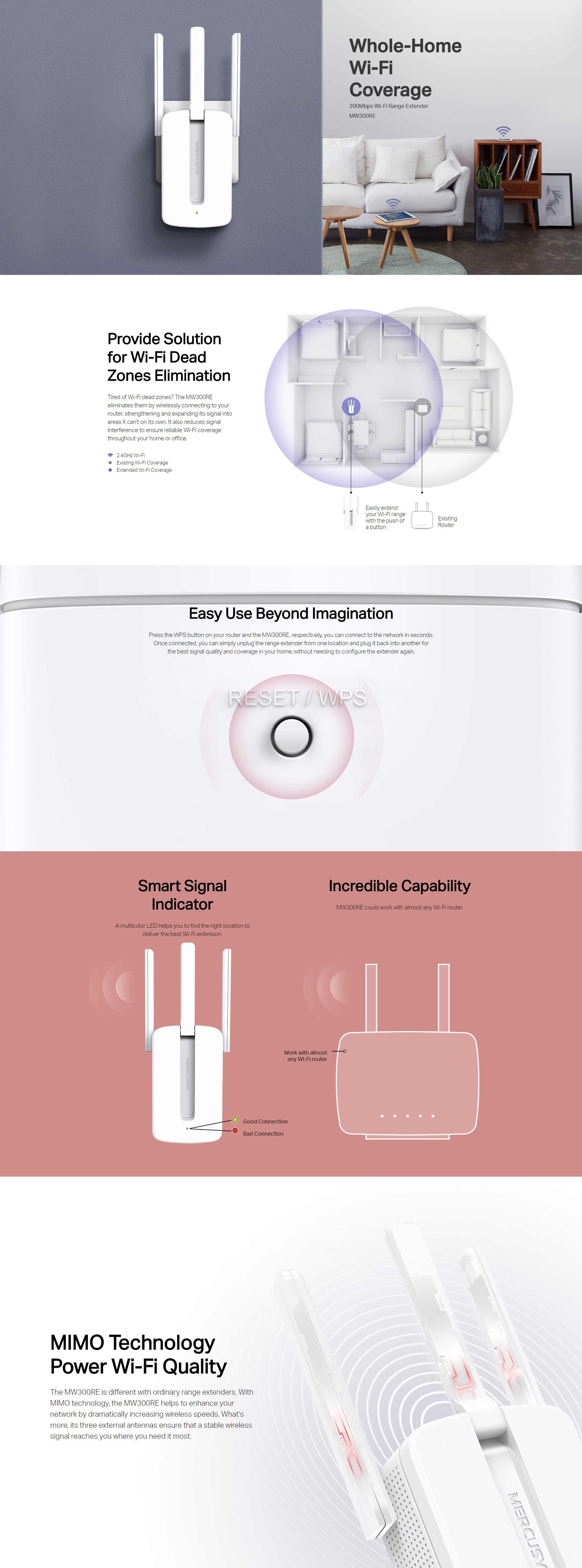 Mercusys 300Mbps Wi-Fi Range Extender