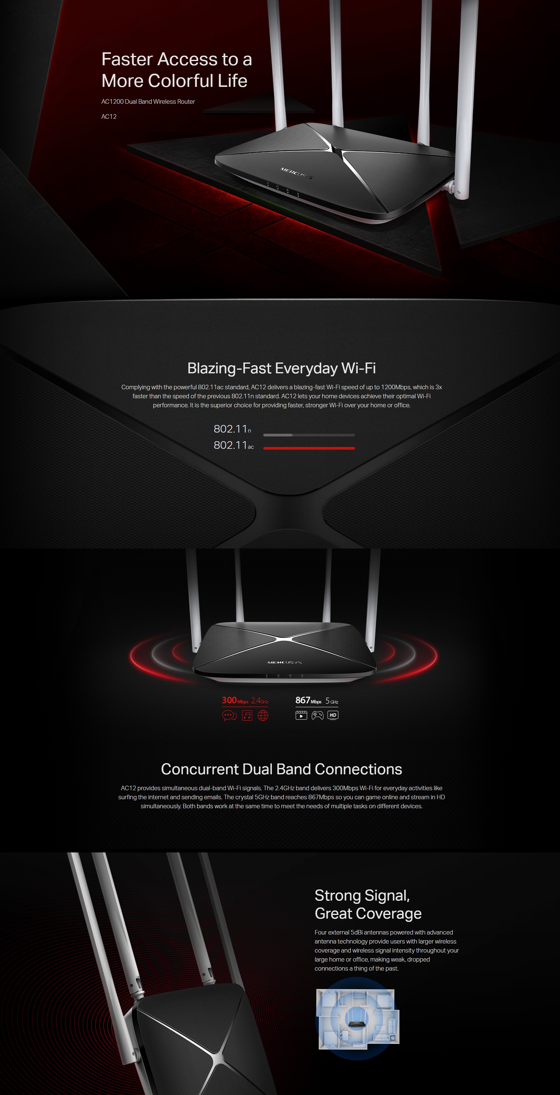 Mercusys AC1200 Wireless Dual Band Gigabit Router