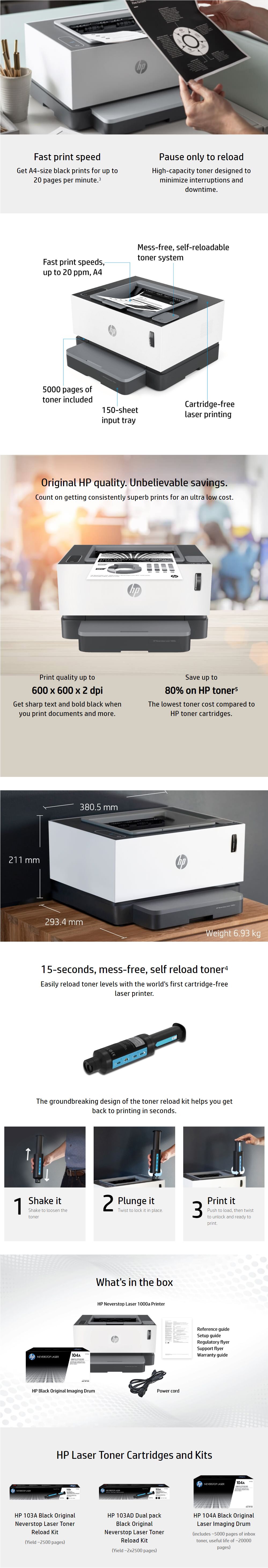 HP Neverstop Laser 1000a Printer