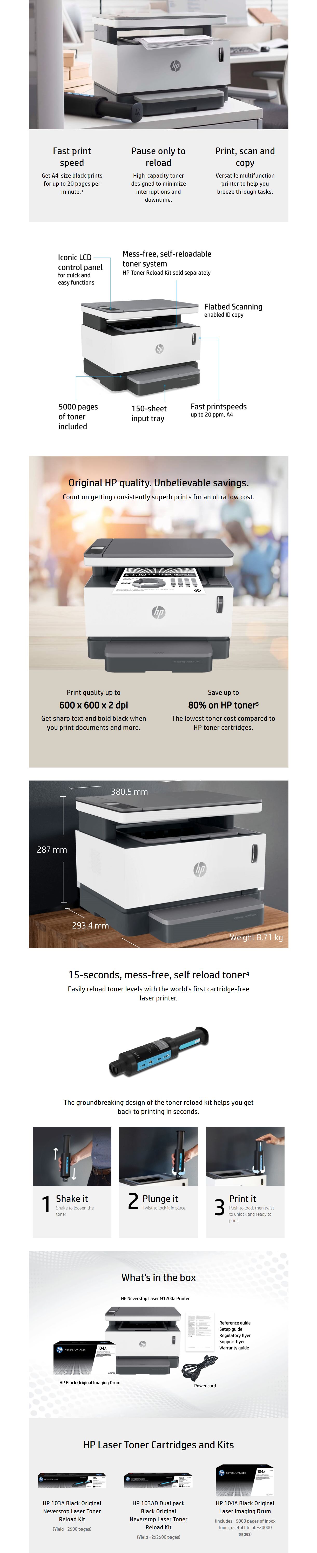 HP Neverstop Laser MFP 1200a Printer