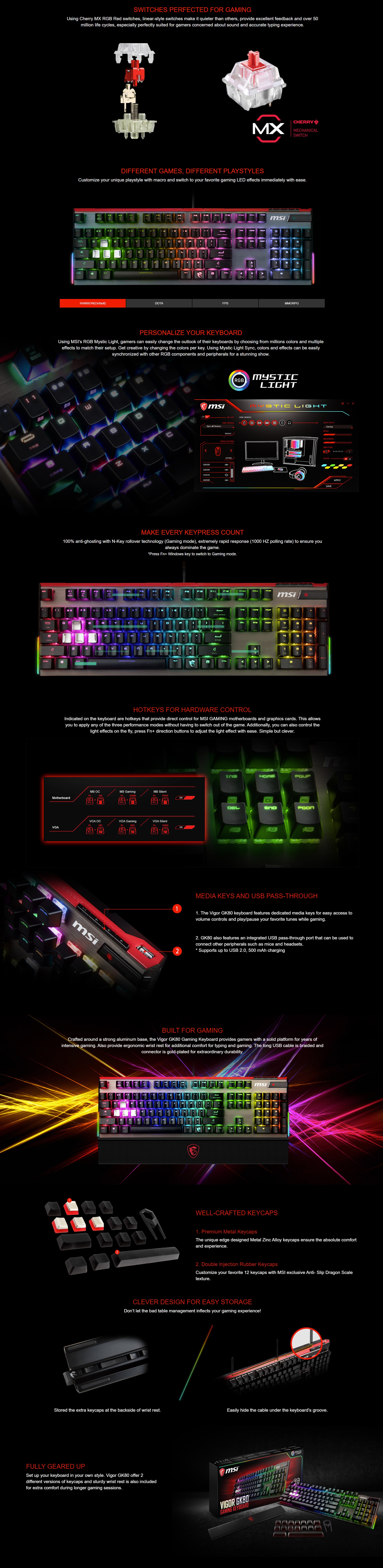 MSI VIGOR GK80- Cherry MX RGB Red, Gaming keyboard