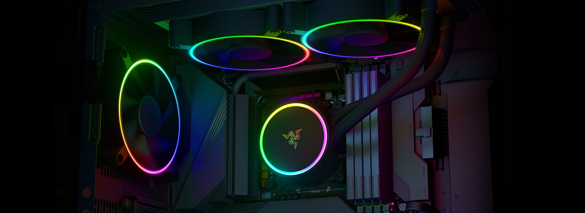 Razer Hanbo Chroma 240mm All-In-One Liquid Cooler aRGB Pump Cap Quiet Powerful aRGB Fans Silent PWM Fan RGB Chroma