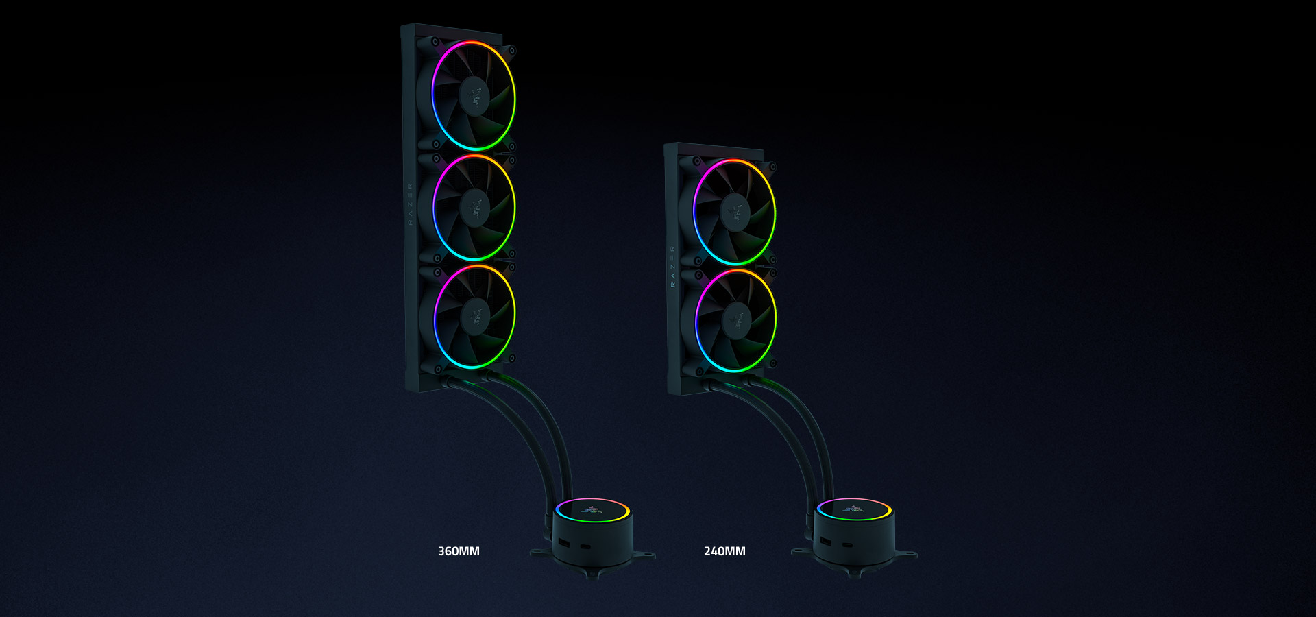 Razer Hanbo Chroma 240mm All-In-One Liquid Cooler aRGB Pump Cap Quiet Powerful aRGB Fans Silent PWM Fan RGB Chroma