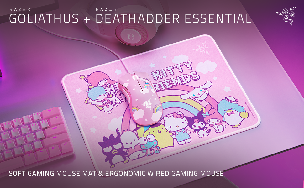 Razer DeathAdder Essential + Goliathus Medium Bundle Hello Kitty & Friends Edition