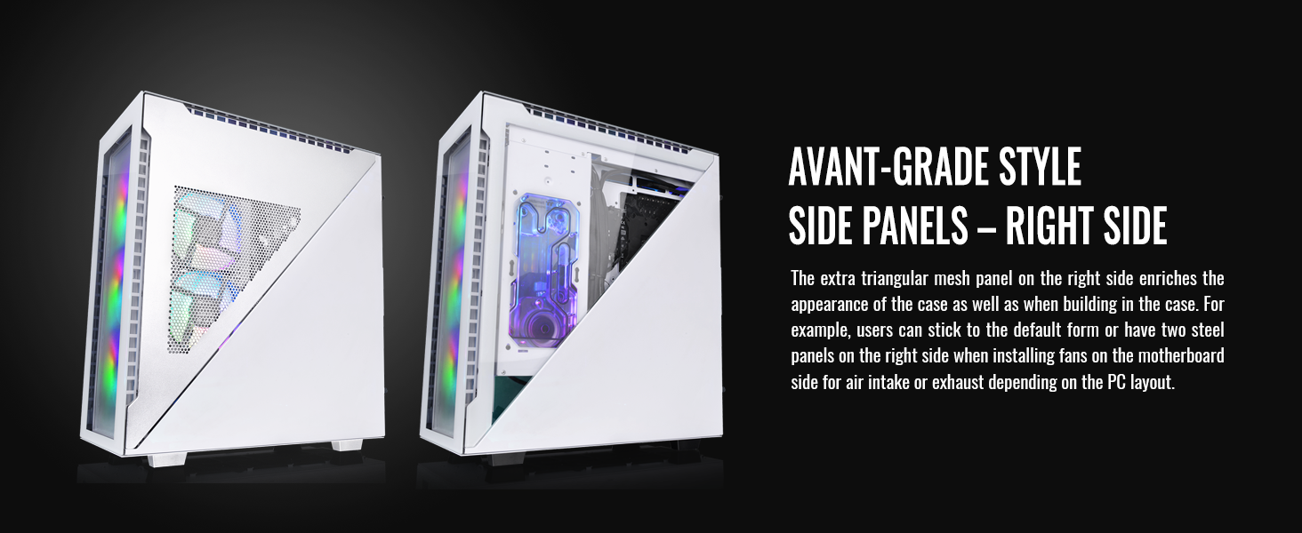 Thermaltake Divider 500 w/ 3x120mm ARGB Front + 1x 120mm Rear Fans + 2 Symmetrical Triangular Panels - White