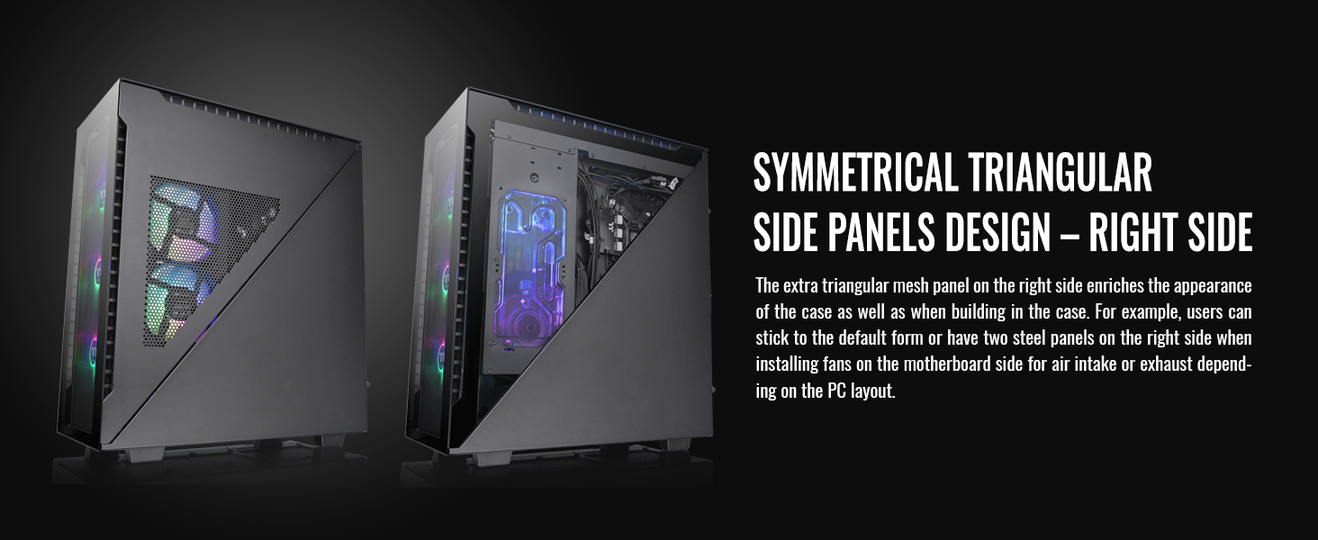 Thermaltake Divider 500 w/ 3x120mm ARGB Front + 1x 120mm Rear Fans + 2 Symmetrical Triangular Panels - Black