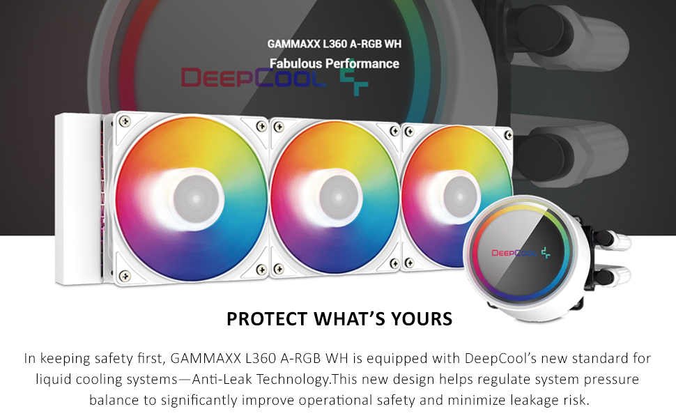 DEEPCOOL GAMMAXX L360 A-RGB AIO Liquid Cooler Anti-Leak Technology - White