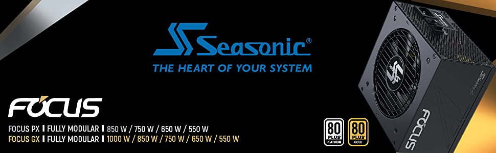 Seasonic FOCUS GX-650 650W 80+ Gold Full-Modular Fan Control in Fanless Silent & Cooling Mode