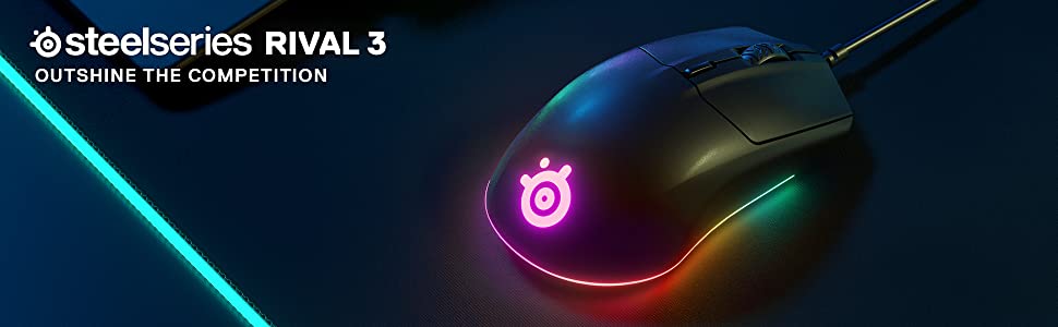 SteelSeries Rival 3 Optical Sensor Brilliant Prism RGB Lighting