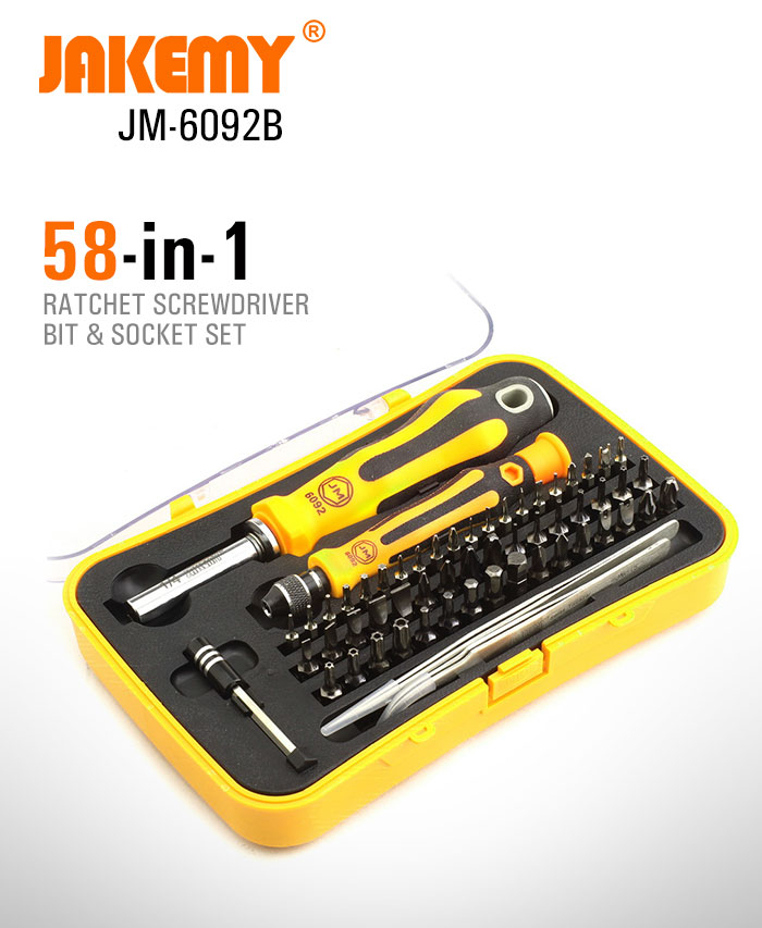 JAKEMY JM-6092B 8-in-1 Bit & Socket Set Ratchet Set Tool Kit