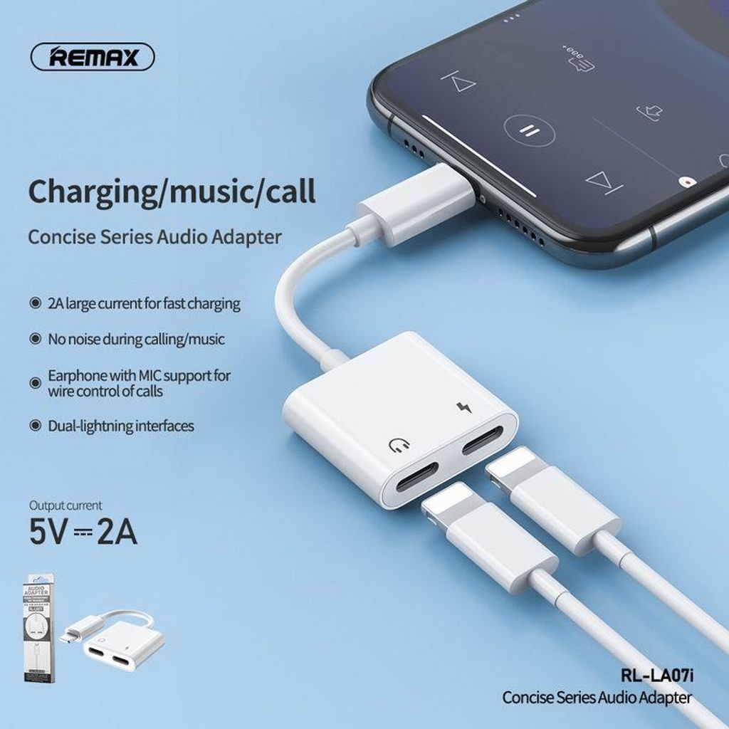 Remax RL-LA07i Concise Series Dual Lightning Audio Adapter