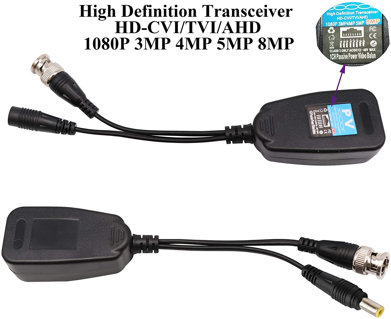 Video Balun RJ45 to BNC Transceiver Transmitter HD-CVI/TVI/AHD/CVBS