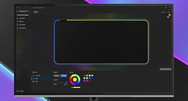 HP HyperX Pulsefire Mouse Pad XL RGB Lighting Rollable Cloth Surface