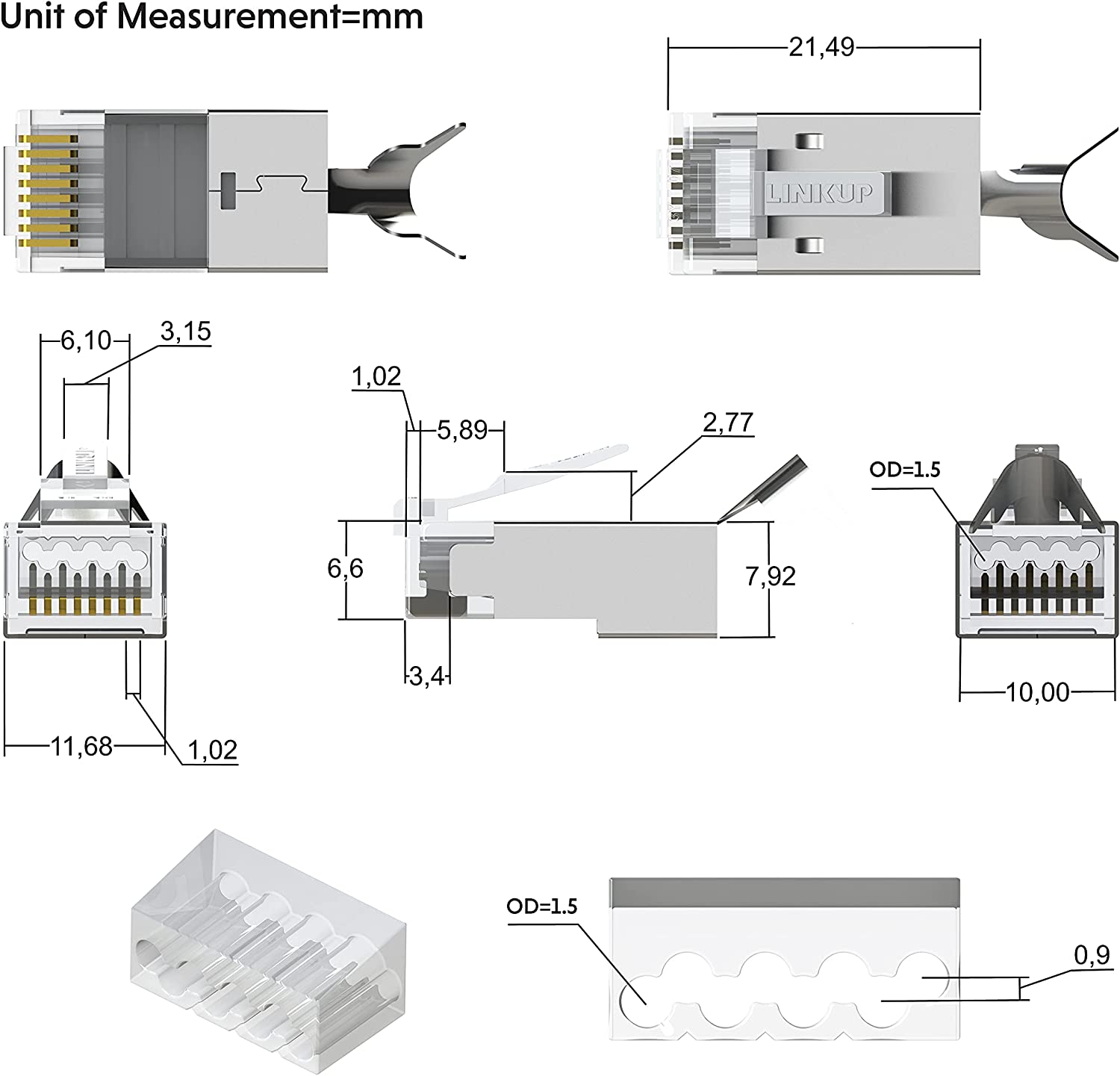 D-Link NPG-6A2MET502-50 RJ45 Connectors Cat6A Ethernet Shielded Modular Plugs