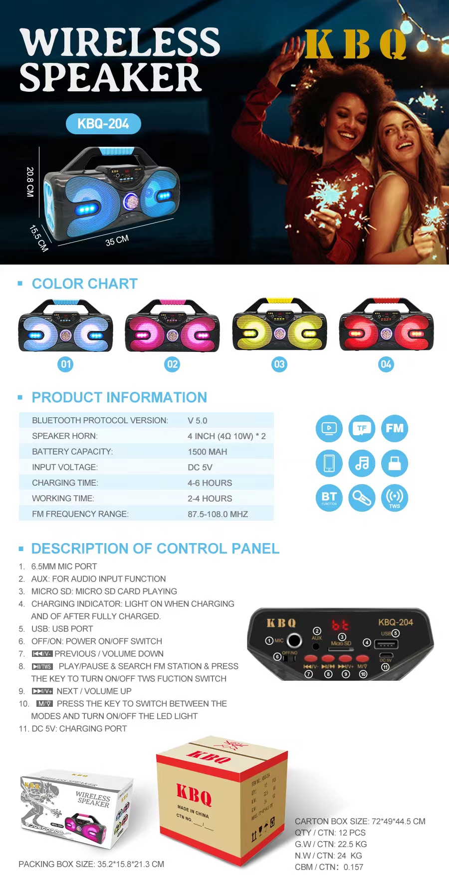 Portable Outdoor KBQ-204 Bluetooth Speaker