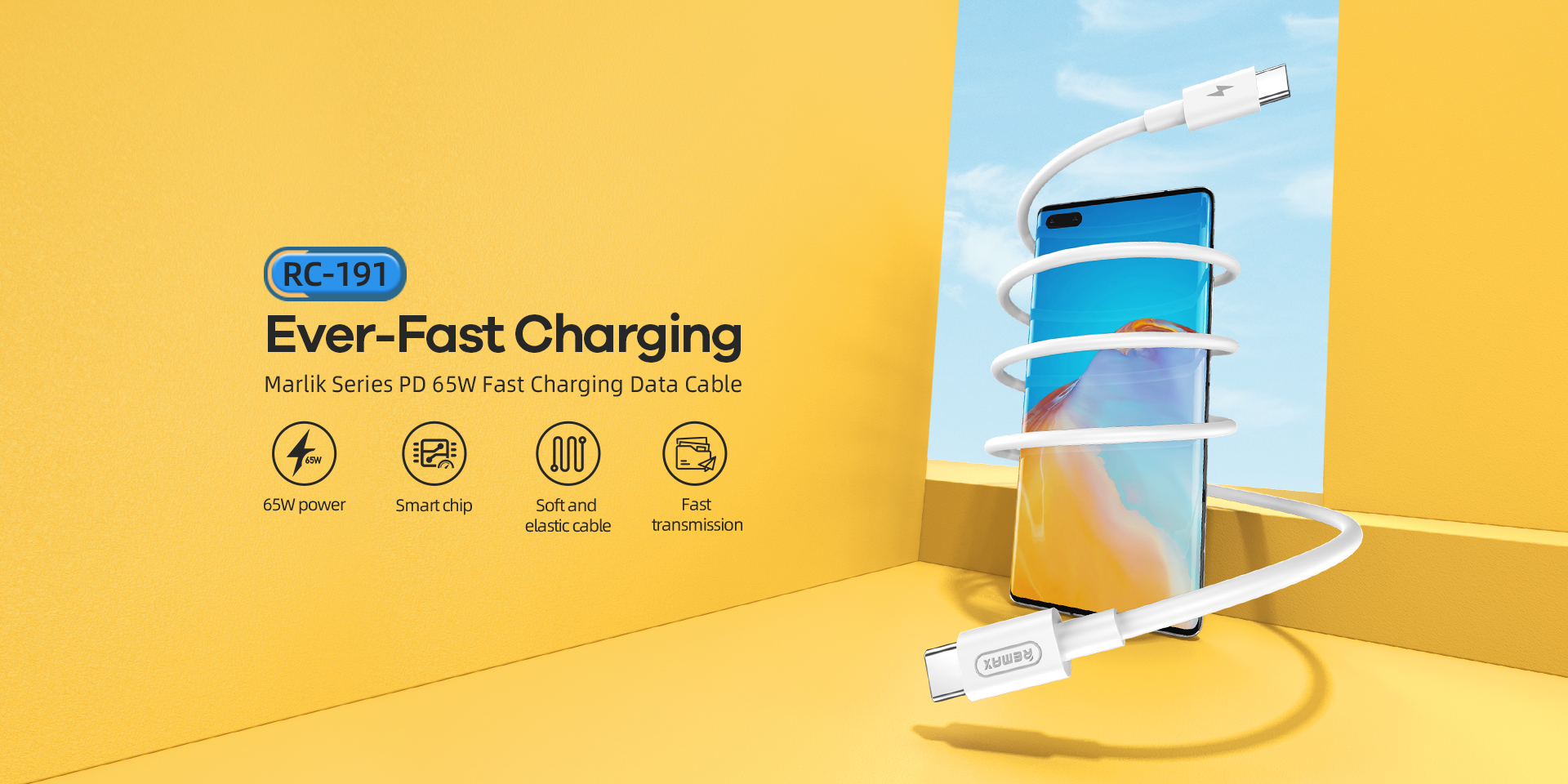 Remax RC-191 Type-C to Type-C Series PD 65W Fast Charging Cable