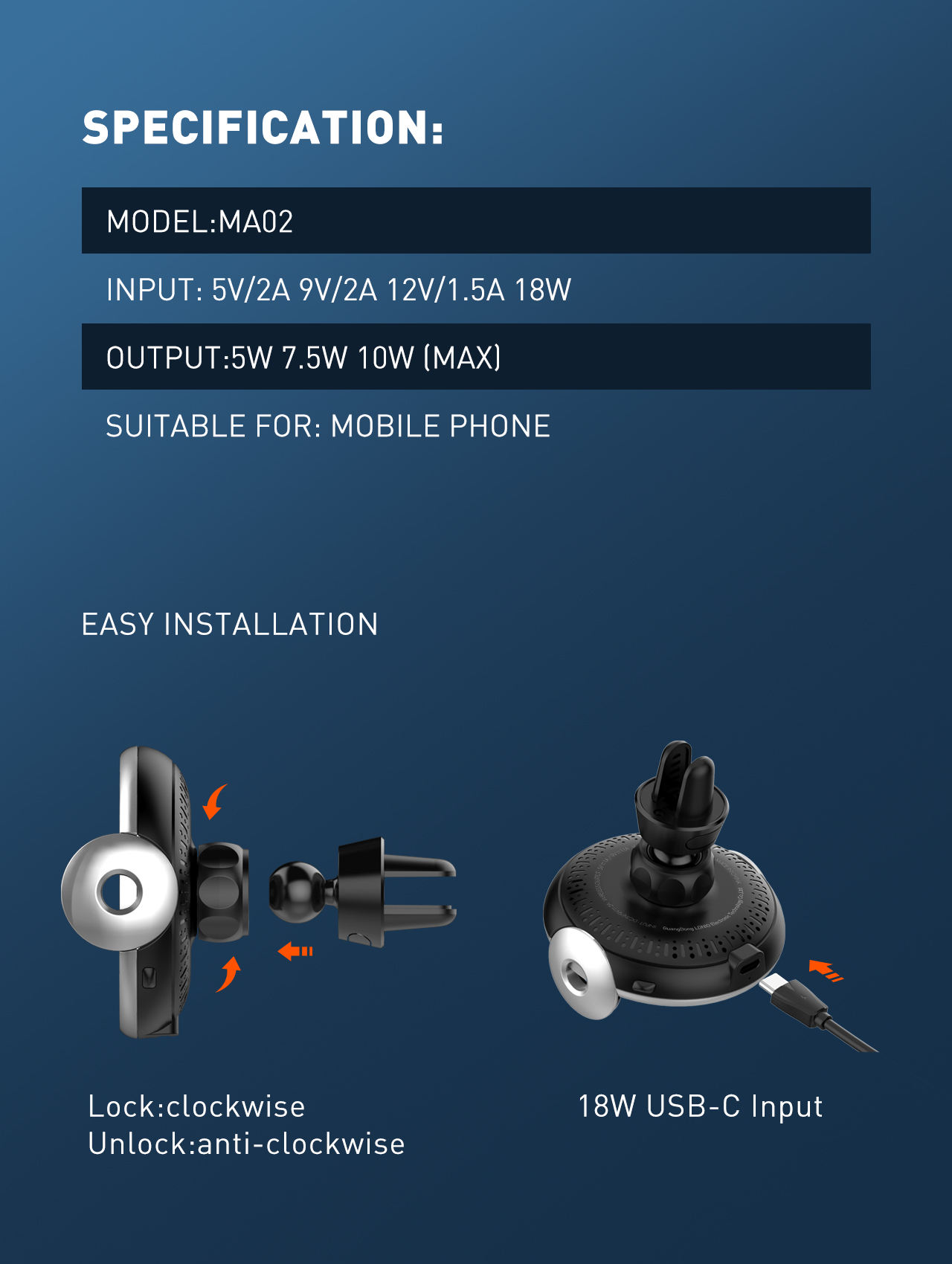 LDNIO Car Holder 10W Quick Charger Wireless Fast Car Charger Car Mobile Holder \\ MA02
