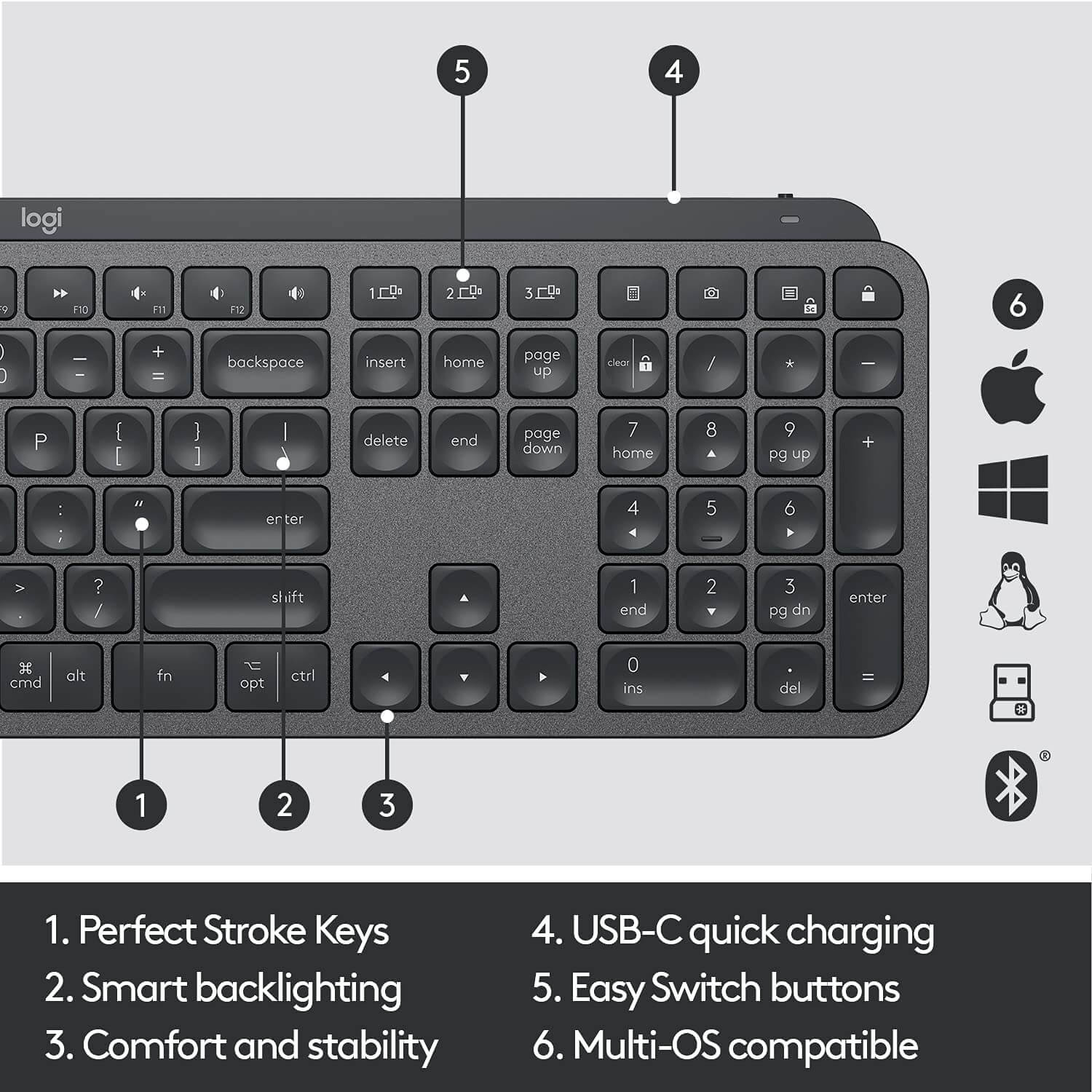 Logitech MX KEYS PLUS Advanced Wireless Illuminated Keyboard