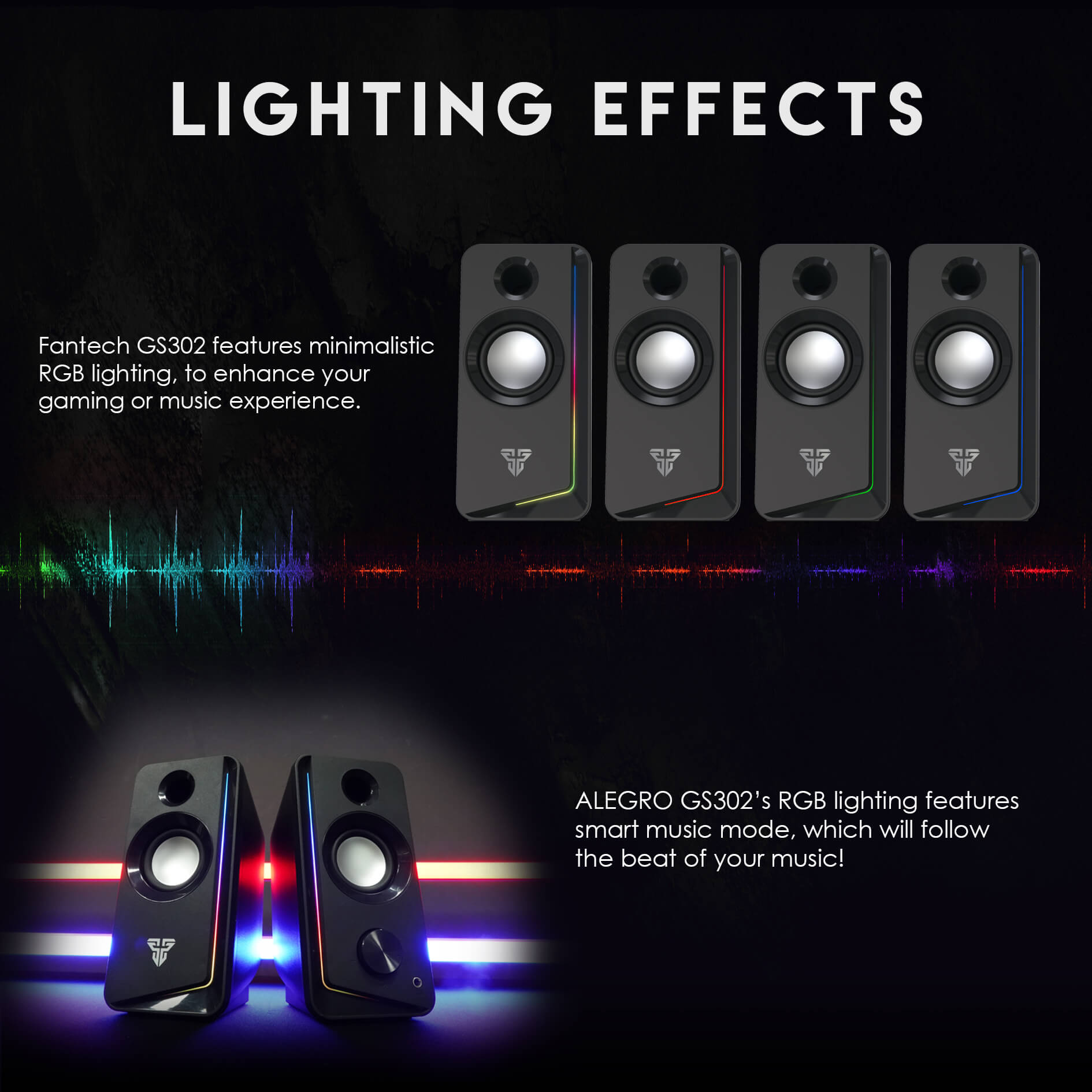 FANTECH GS302 ALEGRO RGB GAMING SPEAKER WITH DUAL CONNECTION