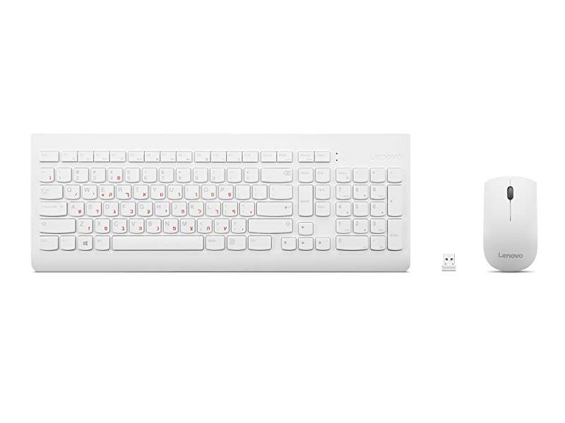 Lenovo 510 Wireless Combo Keyboard & Mouse Combo Arabic / English - White